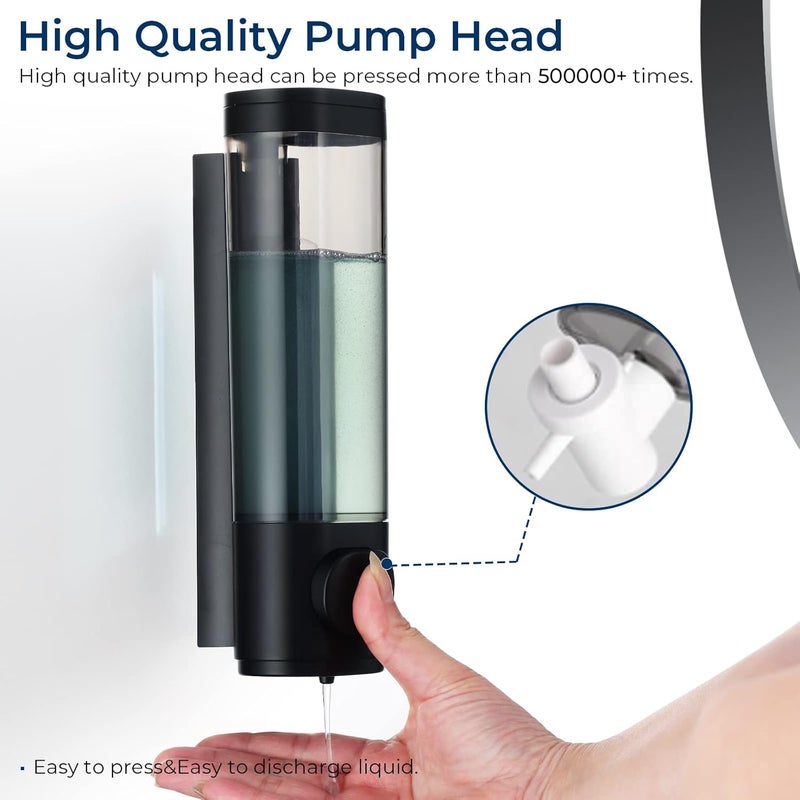 pollock Shower Dispenser - 1 Chamber No Drill Shampoo & Conditioner Dispenser for Bathroom, Large Capacity, Black - Image 1